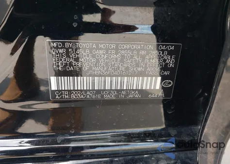 2004 Lexus Ls 430 from USA, damaged, VIN JTHBN36F040161217